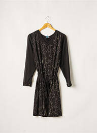 Robe mi-longue manches longues manches longues noir QUATTRO femme