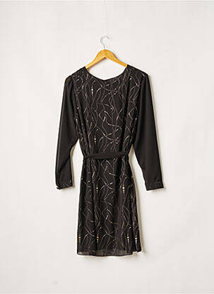 Robe mi-longue manches longues manches longues noir QUATTRO femme
