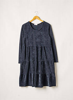 Robe mi-longue manches longues manches longues bleu QUATTRO femme