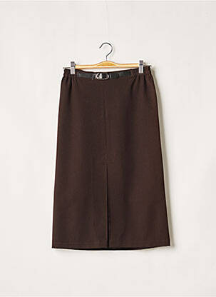 Jupe mi-longue doublure textile marron QUATTRO femme