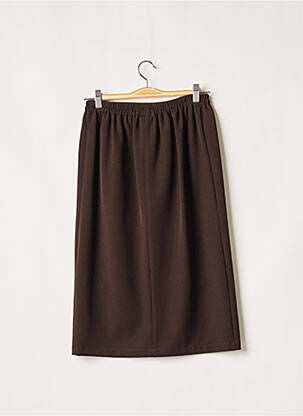 Jupe mi-longue doublure textile marron QUATTRO femme
