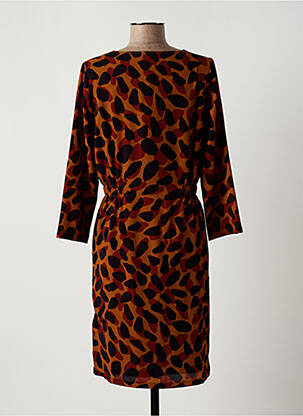 Robe mi-longue manches 3/4 manches 3/4 marron SIGNE NATURE femme