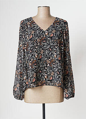 Blouse légère et transparente manches longues noir I-COTON femme