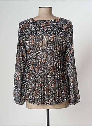 Blouse légère et transparente manches longues noir I-COTON femme