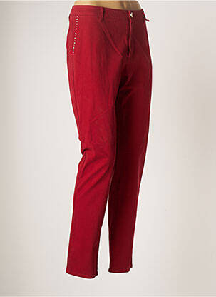 Pantalon chino fermeture zippée sous rabat boutonné taille normale rouge I.CODE (By IKKS) femme