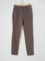Pantalon slim broderie rivets taille haute gris OLSEN femme