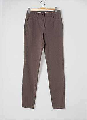 Pantalon slim broderie rivets taille haute gris OLSEN femme