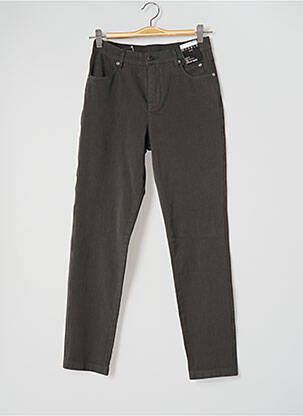 Pantalon slim broderie rivets taille haute gris MARBLE femme