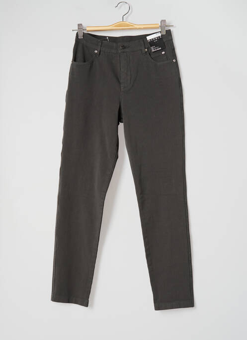 Pantalon slim broderie rivets taille haute gris MARBLE femme