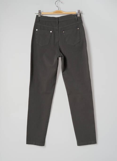 Pantalon slim broderie rivets taille haute gris MARBLE femme