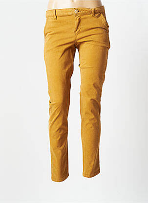 Pantalon chino fermeture zippée sous rabat boutonné taille normale jaune LOLA ESPELETA femme