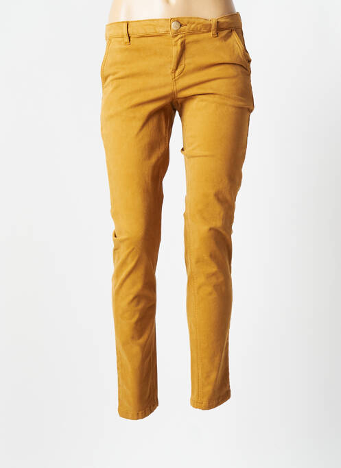 Pantalon chino fermeture zippée sous rabat boutonné taille normale jaune LOLA ESPELETA femme