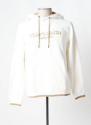 Sweat-shirt à capuche blanc TEDDY SMITH pour homme