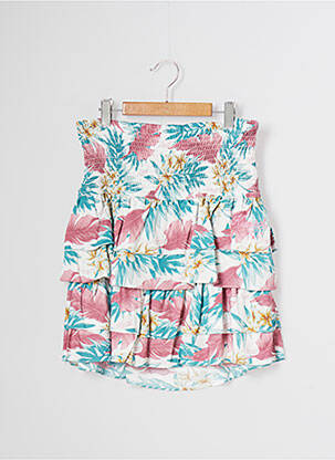 Jupe mi-longue imprimé fleurs rose KAPORAL fille