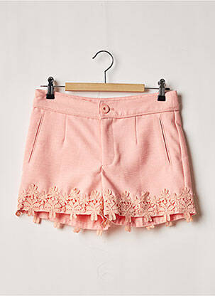 Short fermeture zippée sous rabat boutonné rose MINI MIGNON fille