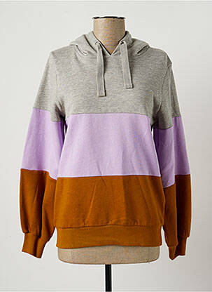 Sweat-shirt à capuche finition bords-côtes manches longues gris NUMPH femme