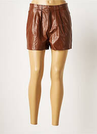 Short tissage simili-cuir taille haute marron MOLLY BRACKEN femme