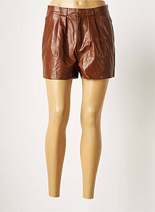 Short tissage simili-cuir taille haute marron MOLLY BRACKEN femme