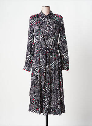 Robe mi-longue coupe fluide manches longues bleu LOLA ESPELETA femme