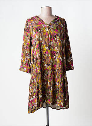 Robe courte manches 3/4 manches 3/4 marron LOLA ESPELETA femme