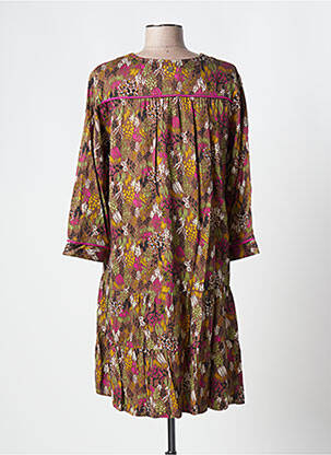 Robe courte manches 3/4 manches 3/4 marron LOLA ESPELETA femme