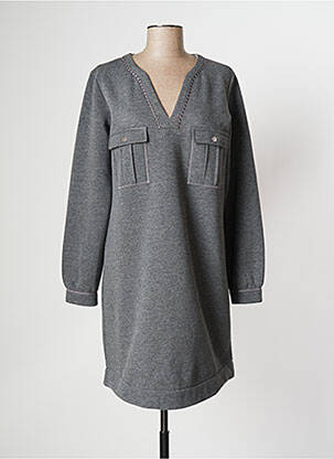 Robe pull coupe droite manches longues gris EVA KAYAN femme