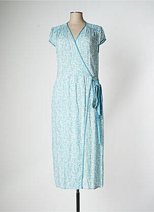 Robe longue manches courtes manches courtes bleu EVA KAYAN femme