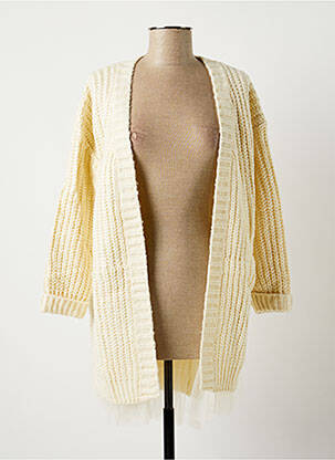 Gilet manches longues finition bords-côtes beige MOLLY BRACKEN femme