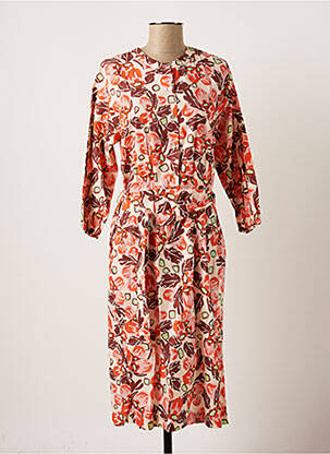 Robe mi-longue manches 3/4 manches 3/4 rose R NINETY FIFTH femme