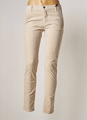 Pantalon chino fermeture zippée sous rabat boutonné taille normale beige IMPAQT femme