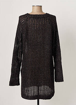 Pull tunique tissage lainage manches longues noir SCHOOL RAG femme