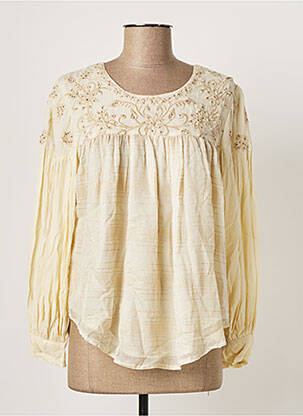 Blouse légère et transparente manches longues beige NEKANE femme