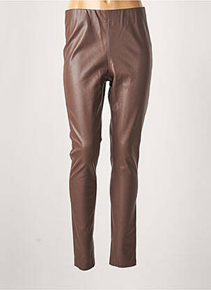 Legging tissage simili-cuir taille normale marron ICHI femme