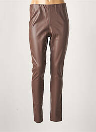 Legging tissage simili-cuir taille normale marron ICHI femme