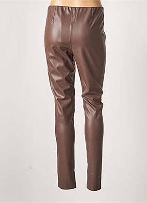 Legging tissage simili-cuir taille normale marron ICHI femme