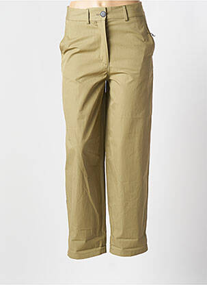 Pantalon chino fermeture zippée sous rabat boutonné taille haute vert CHLOÉ STORA femme