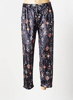Pantalon droit fermeture zippée sous rabat boutonné taille normale bleu WILD femme