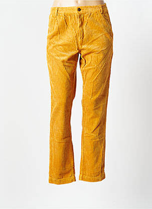 Pantalon droit fermeture zippée sous rabat boutonné taille normale jaune MODETROTTER femme