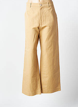 Pantalon large fermeture zippée sous rabat boutonné taille haute beige PHISIQUE DU ROLE femme