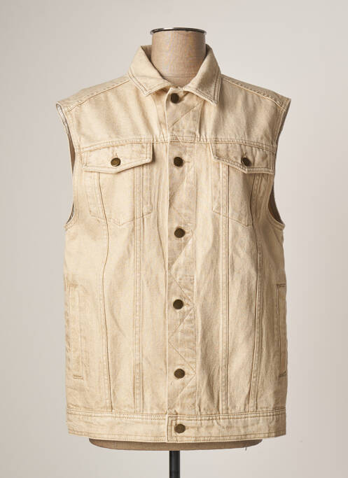 Veste en jean fermeture boutonnée sur le devant beige MODETROTTER femme