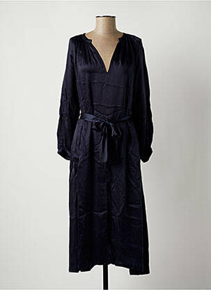 Robe mi-longue coupe fluide manches longues bleu CHARLIE JOE femme