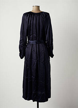 Robe mi-longue coupe fluide manches longues bleu CHARLIE JOE femme