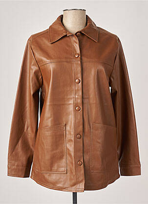 Veste simili cuir poches marron ORAIJE femme