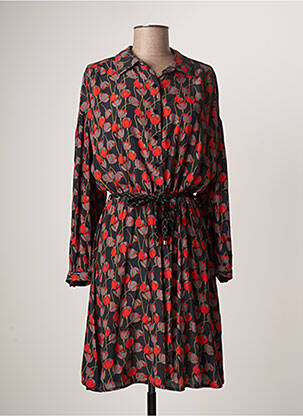 Robe mi-longue imprimé fleurs manches longues bleu LA PETITE FRANCAISE femme