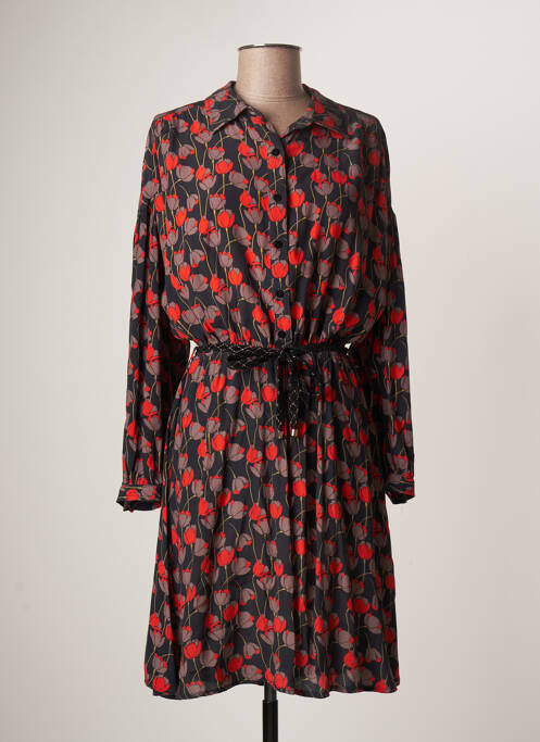 Robe mi-longue coupe fluide manches longues bleu LA PETITE FRANCAISE femme