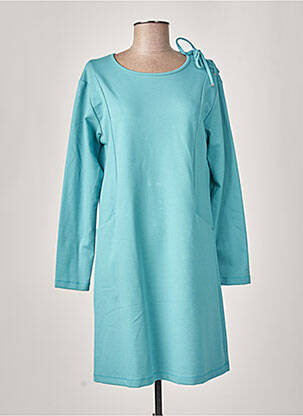 Robe courte coupe évasée manches longues bleu MALOKA femme