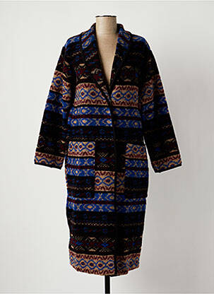 Manteau long coupe droite sans capuche noir LA FEE MARABOUTEE femme