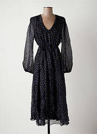 Robe mi-longue coupe fluide manches longues noir LA FEE MARABOUTEE femme