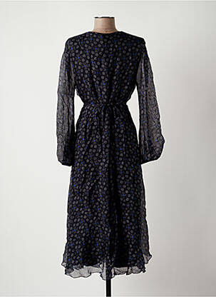 Robe mi-longue coupe fluide manches longues noir LA FEE MARABOUTEE femme