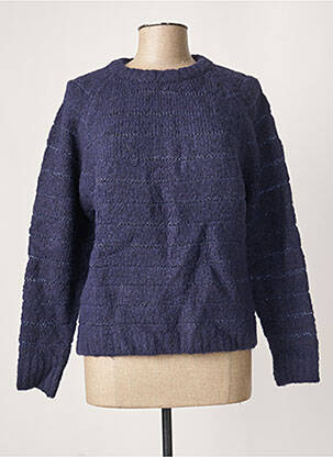 Pull finition bords-côtes manches longues bleu LA FEE MARABOUTEE femme